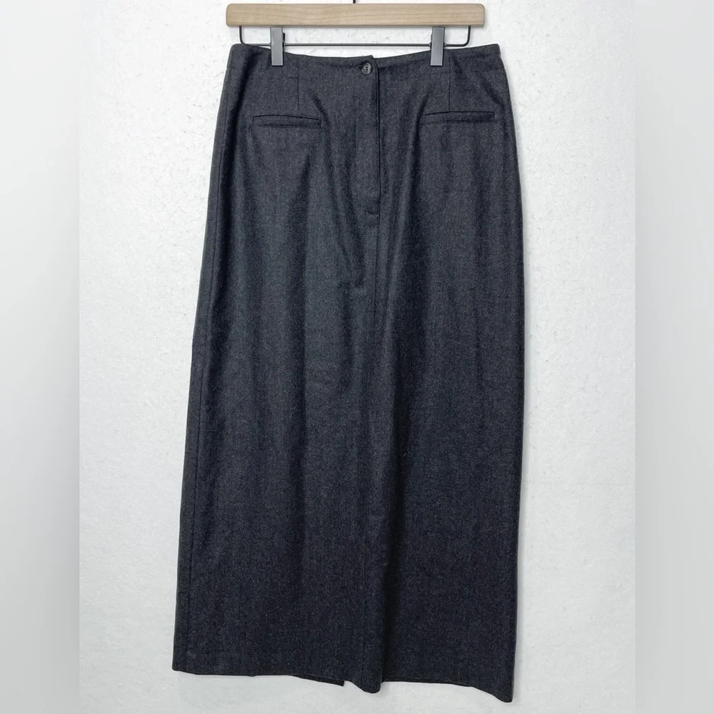 J. Jill Gray Wool Maxi Skirt Made in USA Capsule Minimalist Wardrobe Heritage